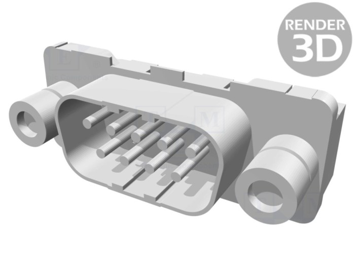 Conector D-Sub 9 pini tată drept THT