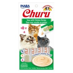 Recompense Churu pisici, ton si pui, Skin Coat 4x14g