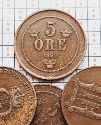 1384 Suedia 5 ore 1892 Oscar II (large letters) (tiraj 585.000) km 757 foto
