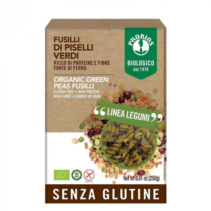 Fusilli Bio din Mazare Verde fara Gluten Probios 250gr