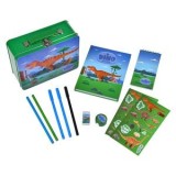 Set Școlar cu Penar Metalic Model Dinozaur, 11 Accesorii, CMCLASS