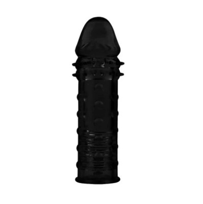Prelungitor Penis Extra Texturat +2,5 cm, TPE, Negru foto
