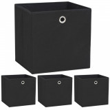 Cutii de depozitare, 4 buc., negru 32x32x32 cm material netesut GartenMobel Dekor, vidaXL