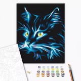 Pictura pe numere - Pisica neon, 40x50 cm | Brushme
