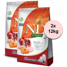 Farmina N&amp;D dog PUMPKIN (GF) puppy medium &amp; maxi, chicken &amp; pomegranate 2 x 12 kg