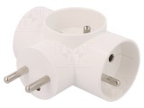 Conector Alimentare AC Splitter 2P PE 250V 16A Alb