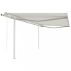 VidaXL Copertină retractabilă automat, cu st&acirc;lpi, crem, 4,5x3 m