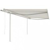 VidaXL Copertină retractabilă automat, cu st&acirc;lpi, crem, 4,5x3 m