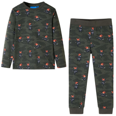 Pijamale pentru copii cu m&amp;acirc;neci lungi ninja kaki 140 foto
