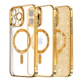 Husa pentru iphone 16 pro glitter magsafe, atasare magnetica, gold