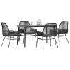 Gossi set de sufragerie de gradina 5 piese neagra sticla poly rattan