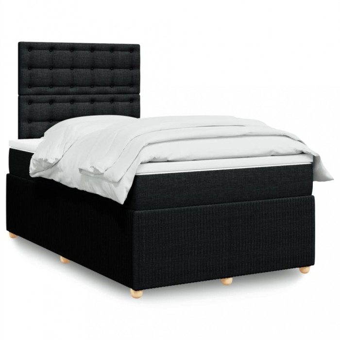 vidaXL Pat box spring cu saltea, negru, 120x200 cm, textil 3292039