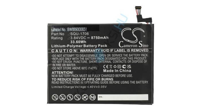 &Icirc;nlocuire baterie tabletă VHBW pentru Acer SQU-1706, KT.00201.004 - 8750 mAh 3,84 V Li-polimer