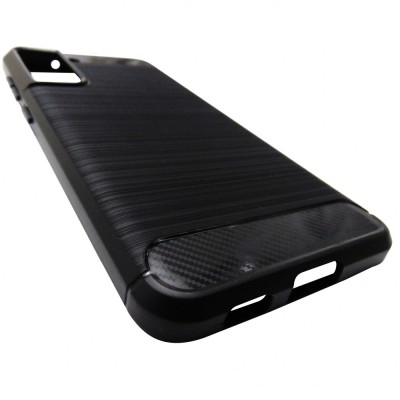 Husa tip capac spate Carbon silicon neagra pentru Samsung Galaxy S21 FE 5G foto