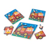 Puzzle din lemn pentru copii cu vehicule,2 piese 15 x 15 cm