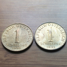 Moneda Austria 1 Schilling 1990,1991 -Luciu de batere