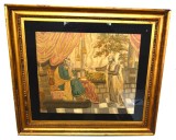 "Dumnezeu mustră pe David prin Natan" broderie cu fir de matase cca 1800