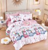 Lenjerie pat dublu,bumbac finet,6 piese,cearceaf cu elastic,alba cu inorogi-A894, Jojo Home
