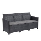 Canapea Gradina 3 Locuri Curver Claire, Ratan Sintetic Grafit, 163x65x74cm, Rezistenta UV, Intretinere Usoara
