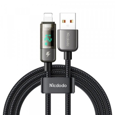 Cablu Date si Incarcare USB-A - Lightning McDodo CA-3620 Display Auto Power Off, 18W, 1.2m, Negru foto