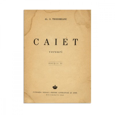 Al. O. Teodoreanu, Caiet, 1943, cu dedicație pentru Octav Pașcanu foto