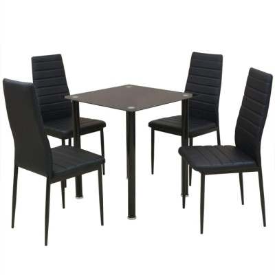Set masa si scaune de bucatarie, negru, 5 piese foto