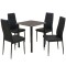 Set masa si scaune de bucatarie, negru, 5 piese