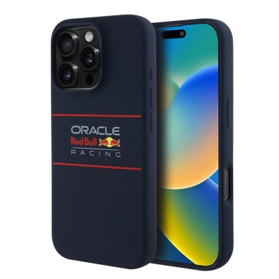 Husa iPhone 16 Pro Max Red Bull Racing Silicone Horizontal Centered Logo MagSafe, albastru inchis, RBHMP16X24SIHSRV foto