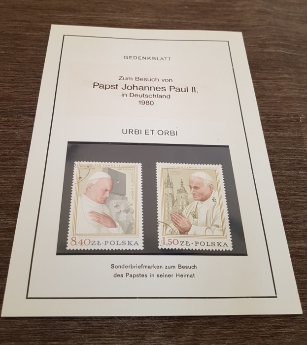 Filatelie Foaie comemorativă Papa Ioan Paul al II-lea
