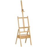Vinsetto Șevalet de Pictor cu &Icirc;nălțime Reglabilă și Sertar Inferior, Șevalet din Lemn de Fag, 43.5x43x150-190 cm, Culoare Lemn | Aosom Romania