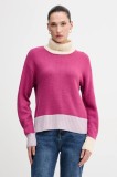United Colors of Benetton pulover din amestec de l&acirc;nă culoarea roz, cu guler, 16YCE204I