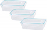 MagicHome Lunchbox, dreptunghiular, Clip, set de 3, 1350 ml, 15,5x21,5x7,5 cm