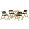 Set de bistro pliabil, 5 piese, cu perne gri inchis, bambus