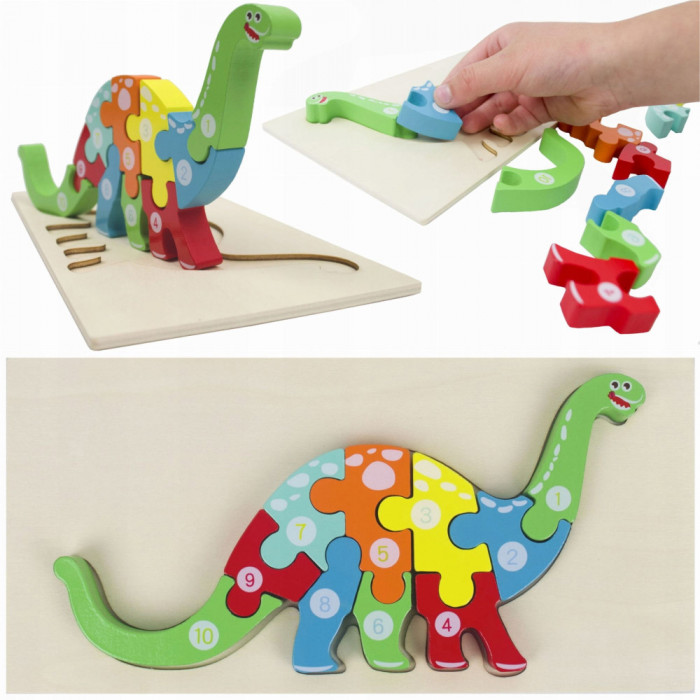 Puzzle Jigsaw din lemn 3d dinozaur Diplodocus