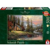 Puzzle 500 piese, Thomas Kinkade - Recreere la cabana, Schimdt