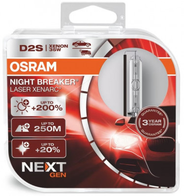 Set 2 Buc Bec Xenon Osram D2S 85V 35W Night Breaker Laser 85V 35W P32D-2 Next Generation +200% 66240XNN-HCB foto