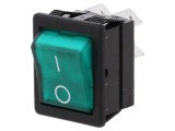 &Icirc;ntrerupător Rocker DPST 16A/250VAC Verde - Model 1350
