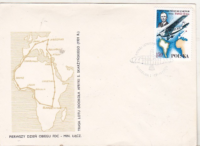 bnk fil Polonia - FDC 1978 - aviatie - Zborul RWD-5 Bis peste Atlantic 1933