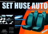 Huse auto compatibile Logan III CONFORT 2020-&amp;gt; hexagon cu gaurele negru/cusatura rosie Automotive TrustedCars, Oem