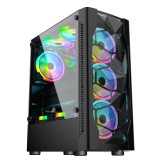 Carcasa 1stplayer dk-d4 mid tower rgb negru tempered glass sloturi expansiune 7 drive bays: 1x3.5