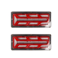 Set 2 Lampi Auto LED Spate, Universale, pentru Remorca, Camion, utilaje agricole, 12 - 24V, Semnalizare dinamica, Pozitie, STOP, 33x13cm, rosu galben