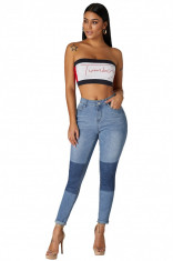 CL812-411 Jeans skinny cu talie inalta accesorizati foto