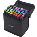 Set 40 Markere Carioci Duble Maaleo, Varfuri Diferite, Geanta Inclusa, Culori Diverse