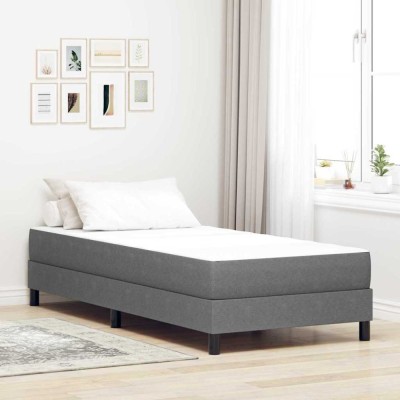 vidaXL Saltea de pat cu saltea Gri deschis 90 x 200 cm țesătură 42008266 foto