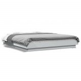 Cadru de pat cu lumini LED, alb, 160x200 cm, lemn prelucrat GartenMobel Dekor, vidaXL
