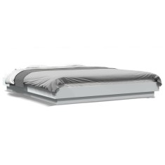vidaXL Cadru de pat cu lumini LED, alb, 160x200 cm, lemn prelucrat 3281084