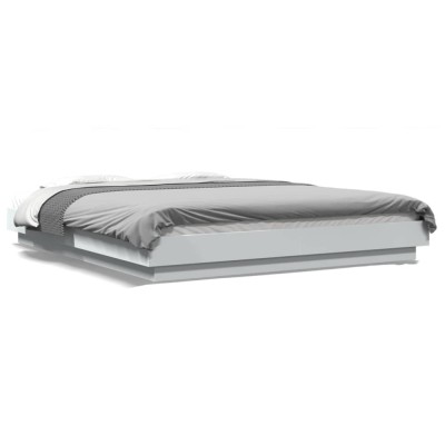 Gossi cadru de pat cu lumini led, alb, 160x200 cm, lemn prelucrat foto