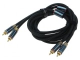 Cablu RCA mufă x2, 1m, Placare aurit negru