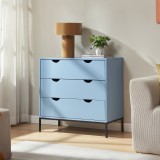 Comoda albastra Colwyn 78x80x40 cm cu 3 sertare, stil modern