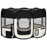 Cumpara ieftin Tarc de caini pliabil cu sac de transport, negru, 125x125x61 cm